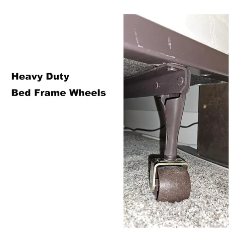 Vista 2 de Metal Stem Heavy Duty Rollers Casters Wheels for Bed Frame, Set of 4 (2 Locking, 2 Non Locking)