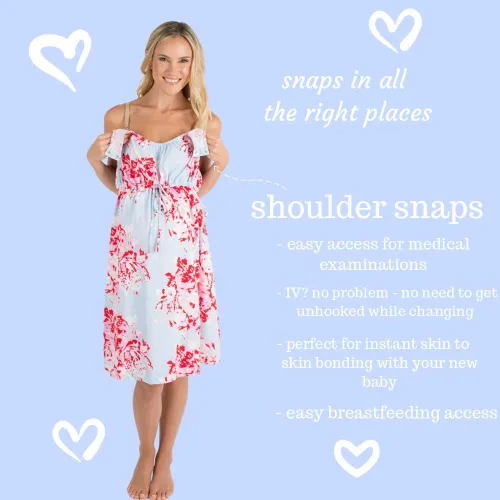 Vista 3 de Baby Be Mine - Bata de maternidad 3 en 1 para parto lactancia embarazo y maternidad indispensable para llevar al hospital