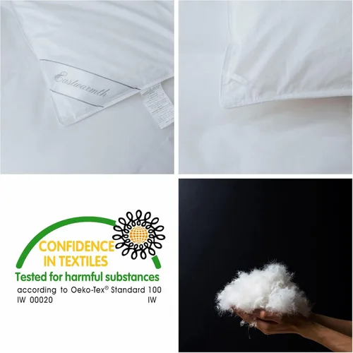 Vista 4 de Edredón de Plumón de Ganso, Todas las Estaciones, Inserto de Edredón de Plumón 100% Algodón, Edredón de Cama Acolchado Tibio Mediano, Blanco