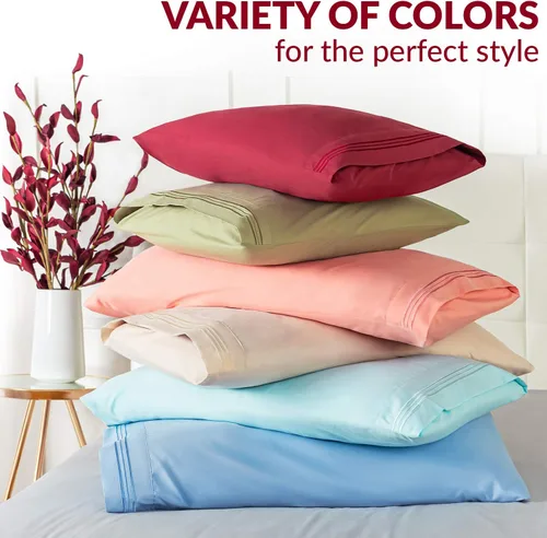 Vista 4 de Mellanni Fundas de almohada de lujo, extrasuaves, refrescantes, fundas de almohada de 2 piezas de la colección Icónica, cierre de sobre