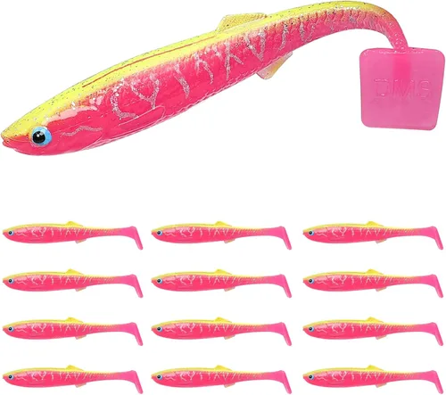Vista 12 de TRUSCEND Shadtale Soft Fishing Lures with BKK Hooks – Easy Catch: Trembly Sinking and Vibrating Swim for More Bites, Paddle Tail Swimbait for Bass
