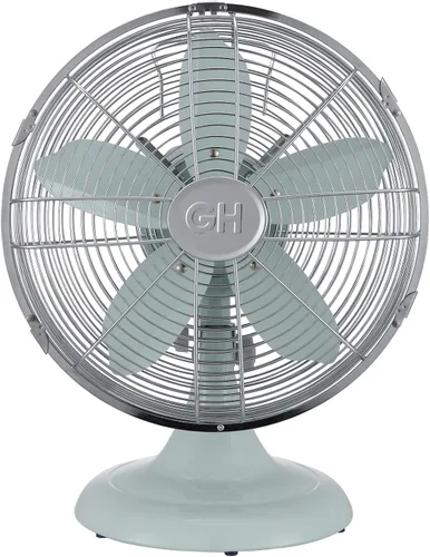 Good Housekeeping 92604 Ventilador de escritorio de mesa de oficina de metal completo de 30,5 cm retro con oscilación amplia, 3 ajustes de velocidad
