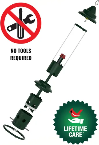 Vista 2 de Squirrel Buster Plus - Comedero para pájaros a prueba de ardillas con anillo cardenal y 6 puertos de alimentación, capacidad de semillas de 5.1