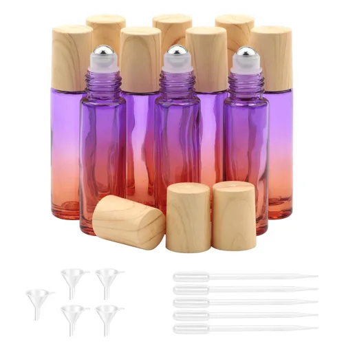Vista 10 de Kesell Paquete de 10 botellas enrollables de aceite esencial con tapa de plástico de 0.3 fl oz (0.3 fl oz), botellas de rodillo de gradiente azul