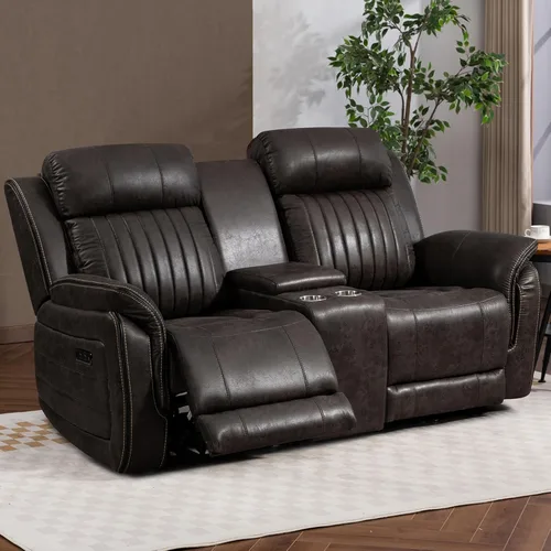 Vista 17 de Sofá Reclinable Eléctrico de Gravedad Cero – Sofá Reclinable Eléctrico con Mesa Desplegable y Carga Inalámbrica, Sofá Reclinable Doble de 3 Plazas