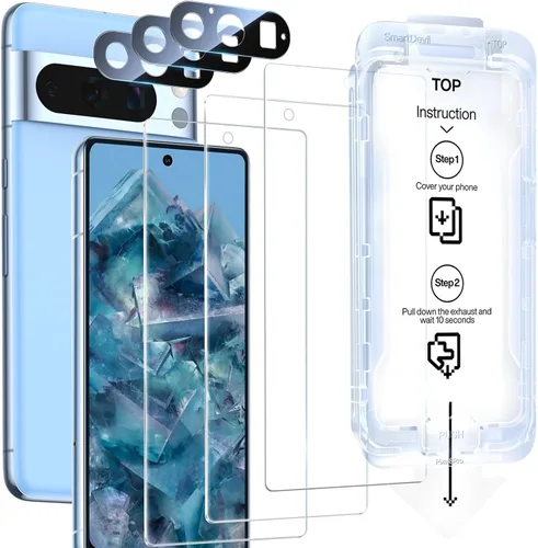 Vista 14 de SMARTDEVIL [Paquete de 3+3] Protector de pantalla para Google Pixel 7 con protector de lente de cámara, compatible con lector de huellas dactilares