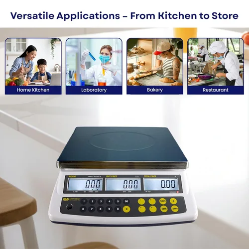 Vista 5 de Easy Weigh CK Series - Báscula digital para computación de precios recargable, funciona con pilas, aprobación NTEP clase III, pantalla LCD, portátil