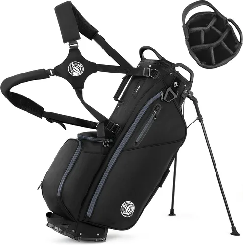 Bolsa de golf de 7 vías, bolsas de golf ligeras para hombres y mujeres con divisores de longitud completa, 8 bolsillos, correa ajustable ergonómica,