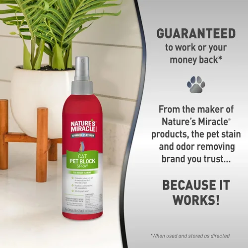 Vista 6 de Nature's Miracle Advanced Platinum - Aerosol repelente de bloques de mascotas para gatos, 8 onzas, ayuda de entrenamiento en interiores para gatos