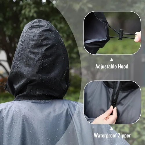 Vista 4 de SaphiRose Unisex Rain Poncho Raincoat Hooded for Adults Women with Pockets