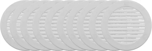 Vista 40 de Vent Systems Cubierta de ventilación blanca Soffit de 4 pulgadas (dimensiones de apertura), rejilla de ventilación redonda de plástico, pantalla