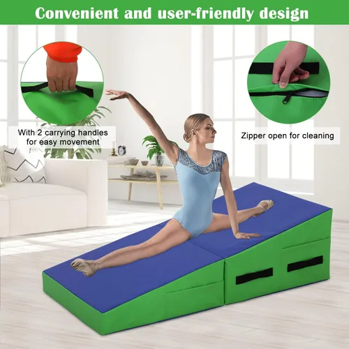 Vista 5 de Gymnastics Mat for Tumbling, Folding Tumbling Mats Cheese Mat with Non-Slip PU Leather Surface & Handles, Tumbling Matts for Gymnastics for Home