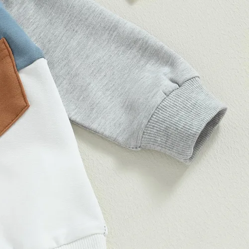Vista 4 de YINGISFITM Conjunto de sudadera de manga larga con capucha y botones a cuadros para niños pequeños, ropa de invierno a la moda