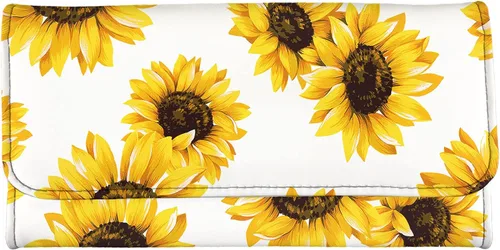 Howilath Novedad floral flores animales perro búho mariposa impreso mujeres cartera larga monedero, diseño delgado trifold cartera larga monedero,