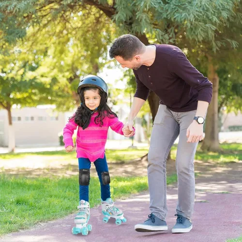 Vista 2 de Nattork Patines de ruedas para niñas para niños, 4 tamaños ajustables de arco iris con todas las ruedas iluminadas, el mejor regalo de cumpleaños