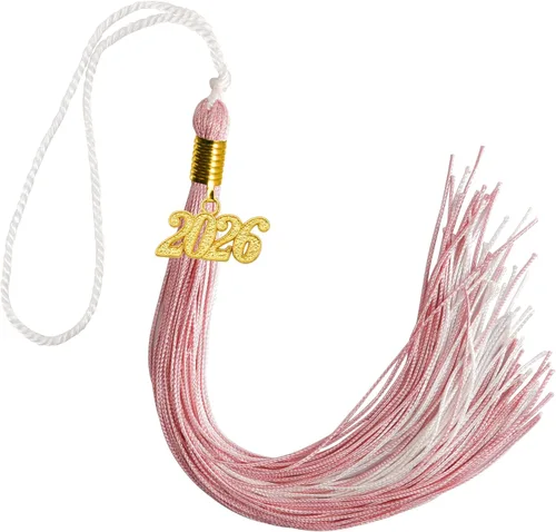 Vista 16 de GraduationMall Borla de graduación de un solo y varios colores con dije del año 2025 de 9 pulgadas