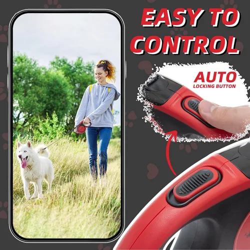 Vista 4 de PUPTECK Correa retráctil para perro con cable desmontable a prueba