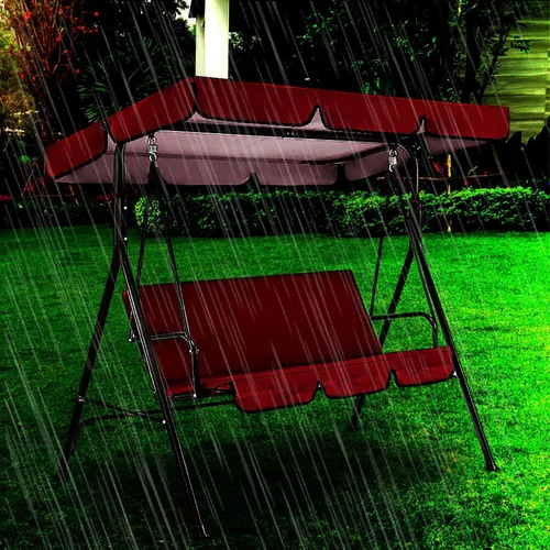 Vista 5 de Juego de toldo para columpio con funda de cojín de asiento, cubierta de poliéster impermeable de repuesto para columpio, bloqueo UV, parasol