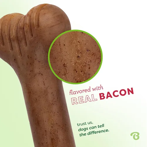 Vista 2 de Benebone Bone - Juguete masticable duradero para perros para masticadores agresivos, tocino real, fabricado en Estados Unidos, pequeño