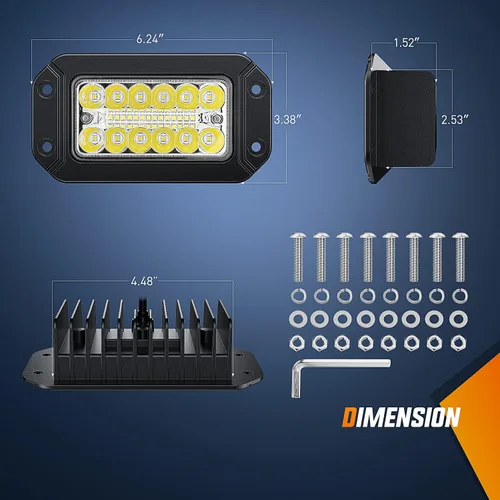 Vista 2 de Nilight 2 cápsulas de luz LED de montaje empotrado, 6 pulgadas, 39 W, haz combinado de inundación puntual mejorada, iluminación de trabajo, luces