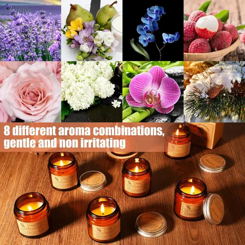 Vista 4 de MTLEE 24 velas perfumadas para el hogar, tarro de aromaterapia, regalo para mujeres, 8 tarros de aromaterapia de larga duración, vela de cera
