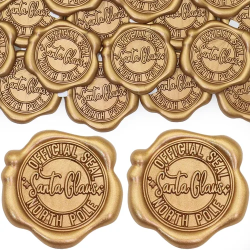 Vista 7 de SWANGSA 50 calcomanías de sello de cera de corazón con rama de olivo, sellos de sobres de invitación de fiesta de boda de oro antiguo, calcomanías