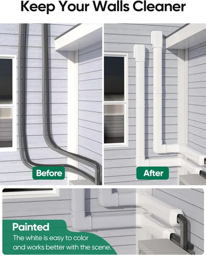 Vista 5 de Kit de cubierta de mini línea dividida de 4 "7.5 pies, cubierta de bomba decorativa de PVC, cubierta de línea de CA para unidades exteriores, aire