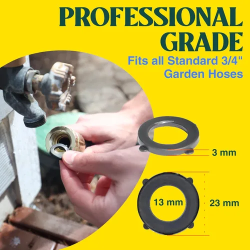 Vista 4 de Haus & Garten Arandelas de manguera de jardín de grado profesional (paquete de 10) – Junta de junta tórica de goma que se adapta a todos