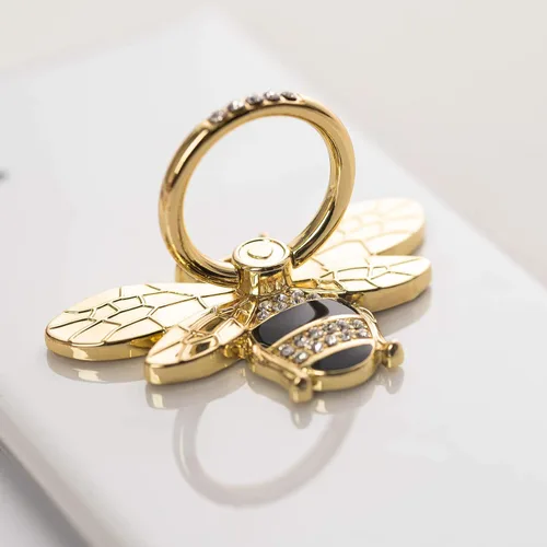 Vista 3 de Allengel Bee Phone Ring Holder Finger Kickstand with Crystal, Cute Phone Ring Grip Holder for iPhone or Smartphone Cases, Gold Purple