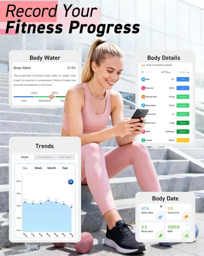 Vista 3 de INSMART - Báscula inteligente para peso corporal, báscula digital de baño con IMC, masa muscular, báscula de grasa corporal Bluetooth, analizador
