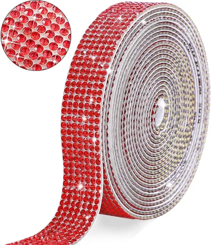 Vista 10 de Tiras de Cinta de Diamantes de Imitación de Cristal Autoadhesivas Negras, Tiras de Cinta de Diamantes de Imitación de 7 Filas con Adhesivo