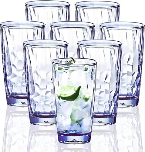 Vista 19 de Vasos irrompibles de Tritan de 10 onzas, vasos de acrílico inastillables, sin BPA, vasos de plástico duro, reutilizables, para cocina, agua, juego