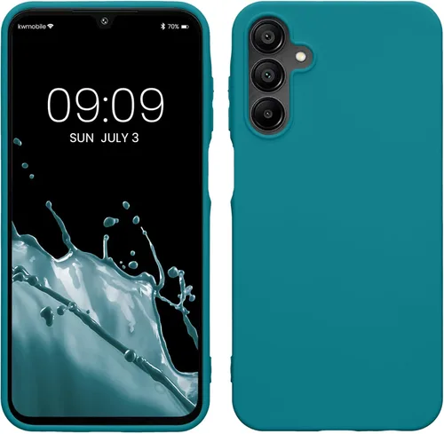 Vista 16 de kwmobile Funda compatible con Samsung Galaxy A12 - Funda protectora de silicona TPU suave y delgada - Verde oscuro mate