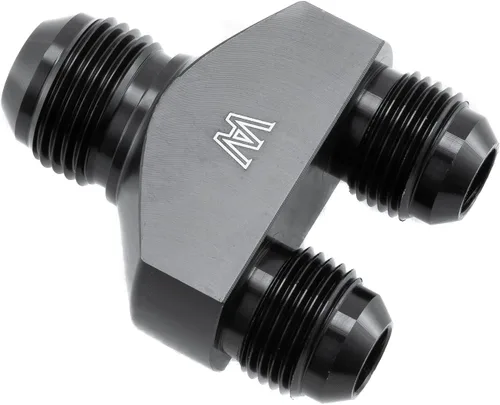 Vista 4 de Adaptador de montaje de manguera de línea de combustible de 10AN a 8AN 8AN 8AN Y Block Flare Divisor de aluminio negro