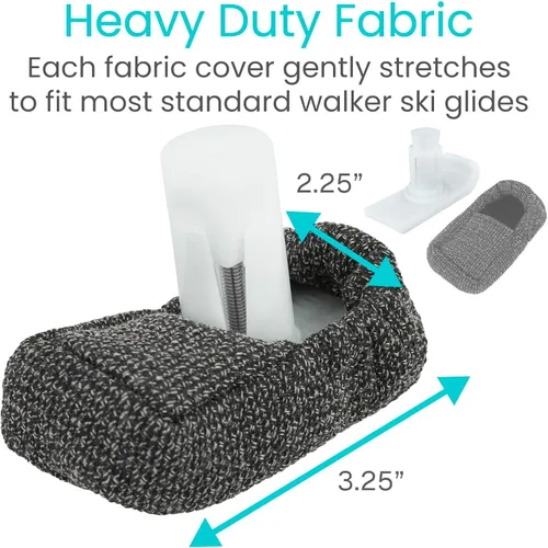 Vista 4 de Vive Walker Ski Glide Covers 4 piezas – Accesorios para caminantes plegables – Tapas de repuesto acolchadas extraíbles resistentes para personas