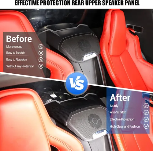 Vista 2 de Cubierta de altavoz superior trasera compatible con Chevrolet Corvette C8 Stingray 2020-2026, cubierta superior del cargador de teléfono de fila