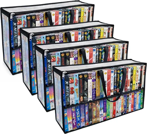 Vista 9 de Evelots Bolsas de almacenamiento para CD (paquete de 2) Funda de transporte de plástico PVC transparente con cremallera, capacidad para 100 CD