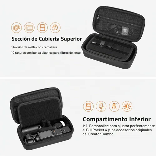 Vista 3 de AMAZEAR Funda de transporte portátil para DJI OSMO Pocket 4 / Xtra Muse, Pocket4 accesorios bolsa rígida para protección, almacenamiento Negro