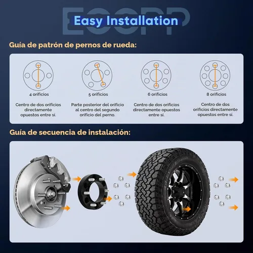 Vista 8 de ECCPP 4 Piezas 8 Lug 8x165.1mm a 8x180mm Adaptadores Espaciadores de Ruedas de Conversión 1.5 Pulgadas 8x6.5 a 8x180 Ajuste para Chevrolet Silverado