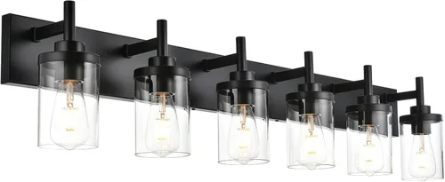 Vista 10 de Lámparas de baño, 3 luces, moderna lámpara de pared de níquel cepillado con pantalla de vidrio transparente, luces modernas de montaje en pared