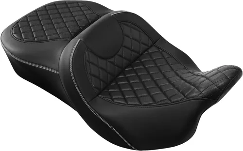 Vista 17 de C.C. RIDER Black Diamond Sissy Bar - Almohadilla de respaldo envolvente King Chopped Trunk compatible con Harley Touring Tour Trunk Road King FLHR