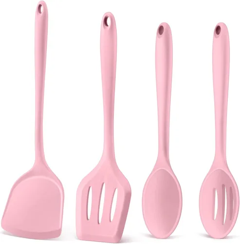 Vista 11 de P&P CHEF Juego de utensilios de cocina, 4 piezas de utensilios de cocina de silicona antiadherentes, espátula ranurada resistente al calor