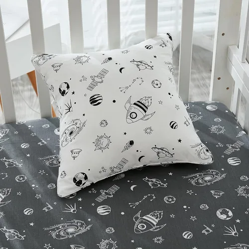 Vista 7 de Brandream Milky Way Space Galaxy - Juego de ropa de cama de 3 piezas para cuna de bebé niño y niña, con temática de cohete de nave espacial, ropa