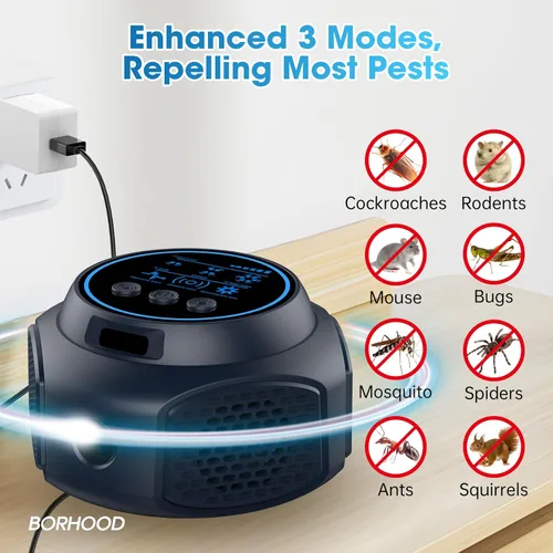 Vista 2 de Enchufe ultrasónico repelente de plagas, trampas electrónicas para ratones y repelente de insectos, control de plagas para roedores, cucarachas