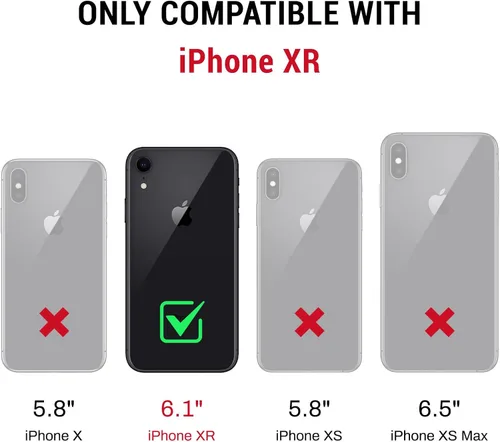 Vista 2 de DJDUCK Funda diseñada para iPhone XR con tarjetero y cierre magnético, protección de piel con bloqueo RFID, a prueba de golpes, para mujeres y Azul