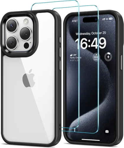 Vista 57 de HOOMIL Funda para iPhone 11 con 2 protectores de pantalla de vidrio templado, no amarillea, protección contra caídas, arañazos, transparente, parte
