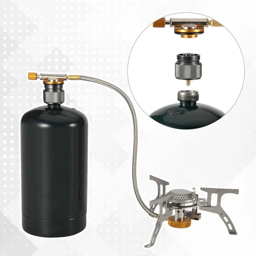 Vista 5 de Adaptador de estufa de camping 1 Lb Entrada de tanque pequeño de propano EN417 Cilindro de salida de válvula lindal LPG Adaptador