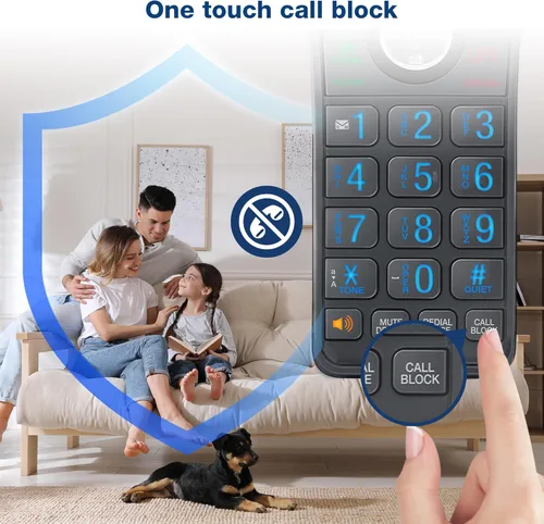 Vista 3 de VTech IS8128-11 - Teléfono inalámbrico DECT 6.0 de alcance superlargo para el hogar con contestador automático, alcance de hasta 2300 pies, bloqueo