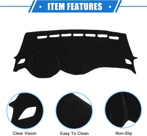 Vista 4 de Cubierta de tablero de instrumentos compatible con Chevy Trax 2017-2020, poliéster duradero negro cubierta delantera