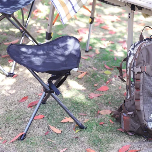 Vista 5 de PORTAL Taburete trípode plegable compacto, silla Slacker de 3 patas, silla trípode portátil para acampar al aire libre, senderismo, caza, pesca